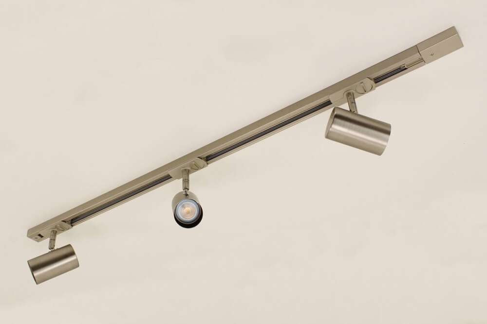 LUNA railset spanningsrail 1 meter + 3 spots CILINDRO | Staal