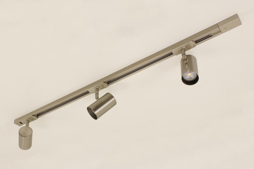 LUNA railset spanningsrail 1 meter + 3 spots CILINDRO | Staal