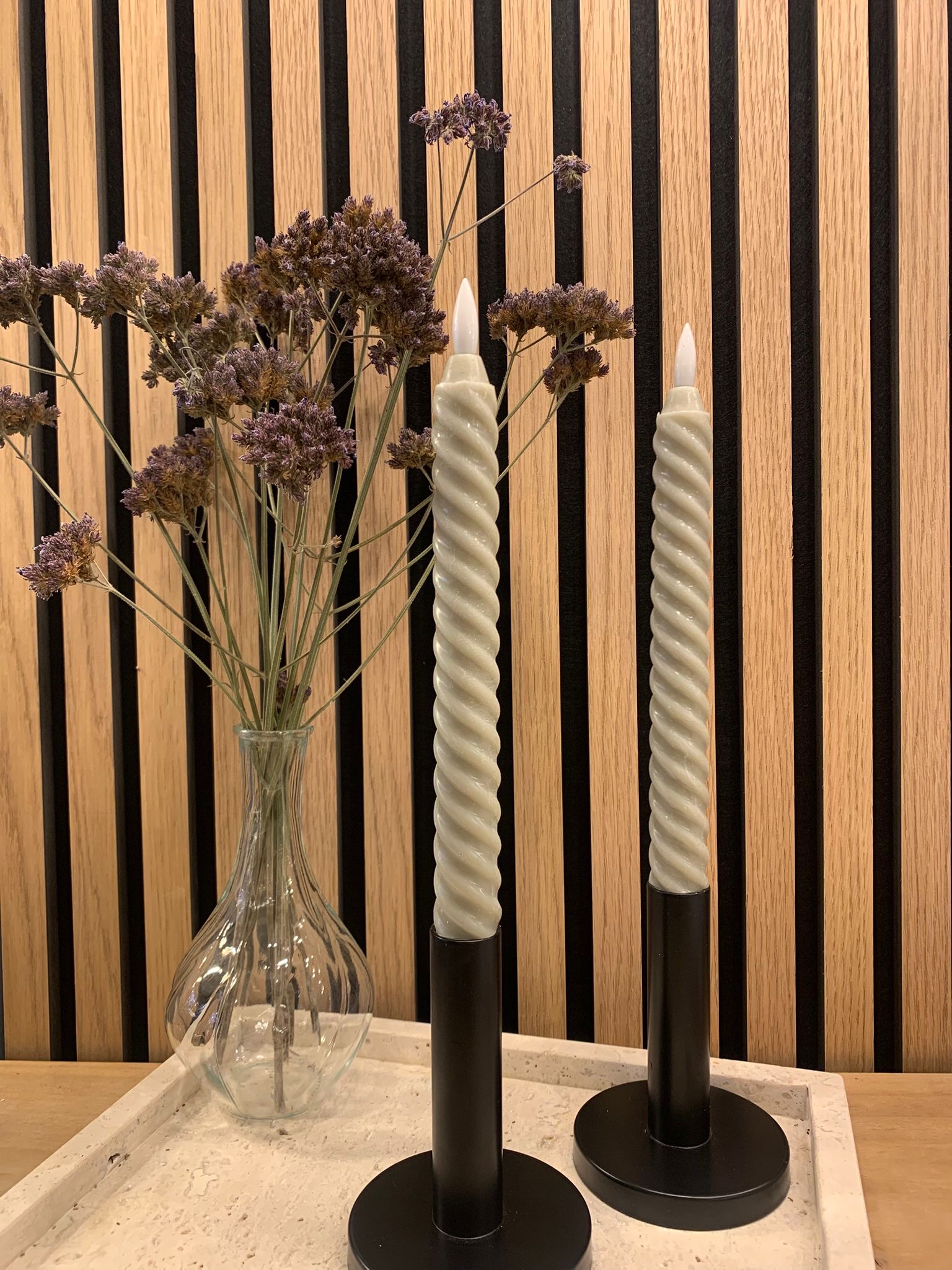 "LED Kaarsen Groot - Ribbel Taupe bruin (2 Stuks) | Sfeervol & Stijlvol"