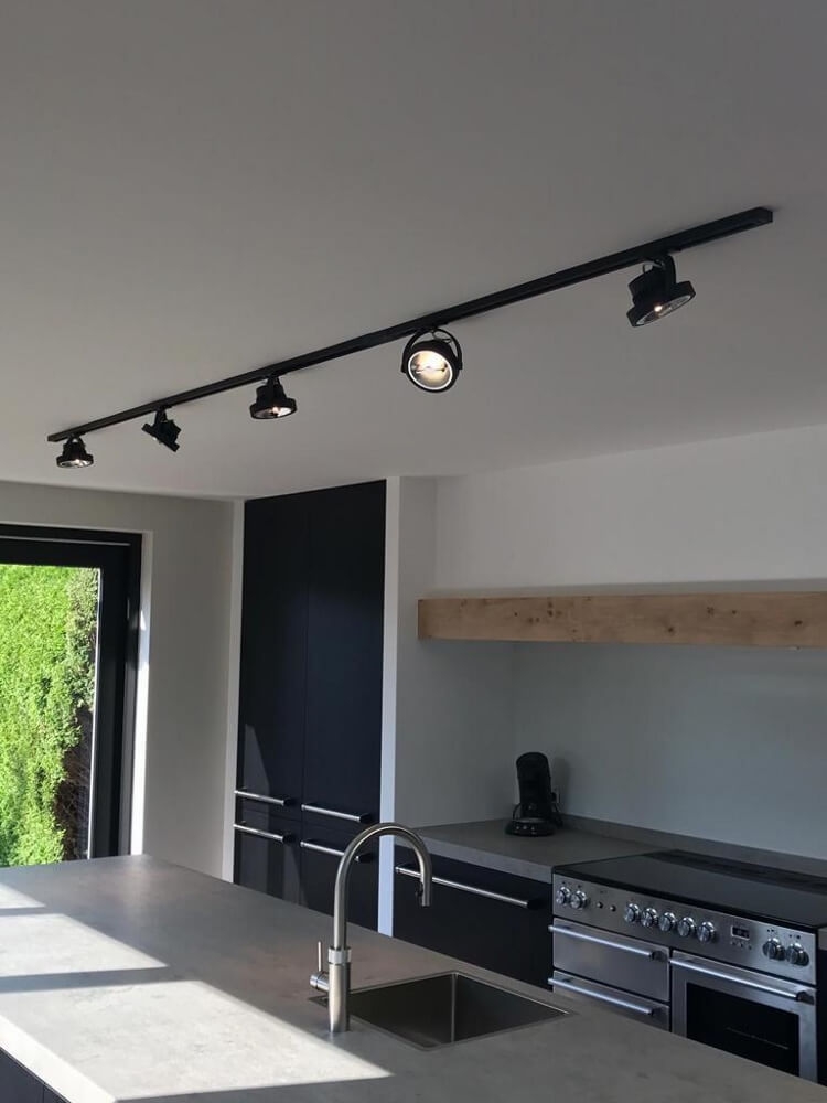 Losse 1-fase spanningsrail LUNA | Zwart 2 meter