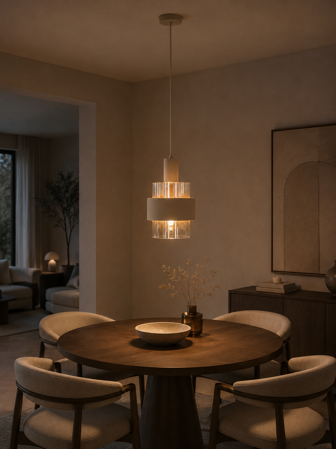 Sfeervolle hanglamp MARRONE | Zand / Amber
