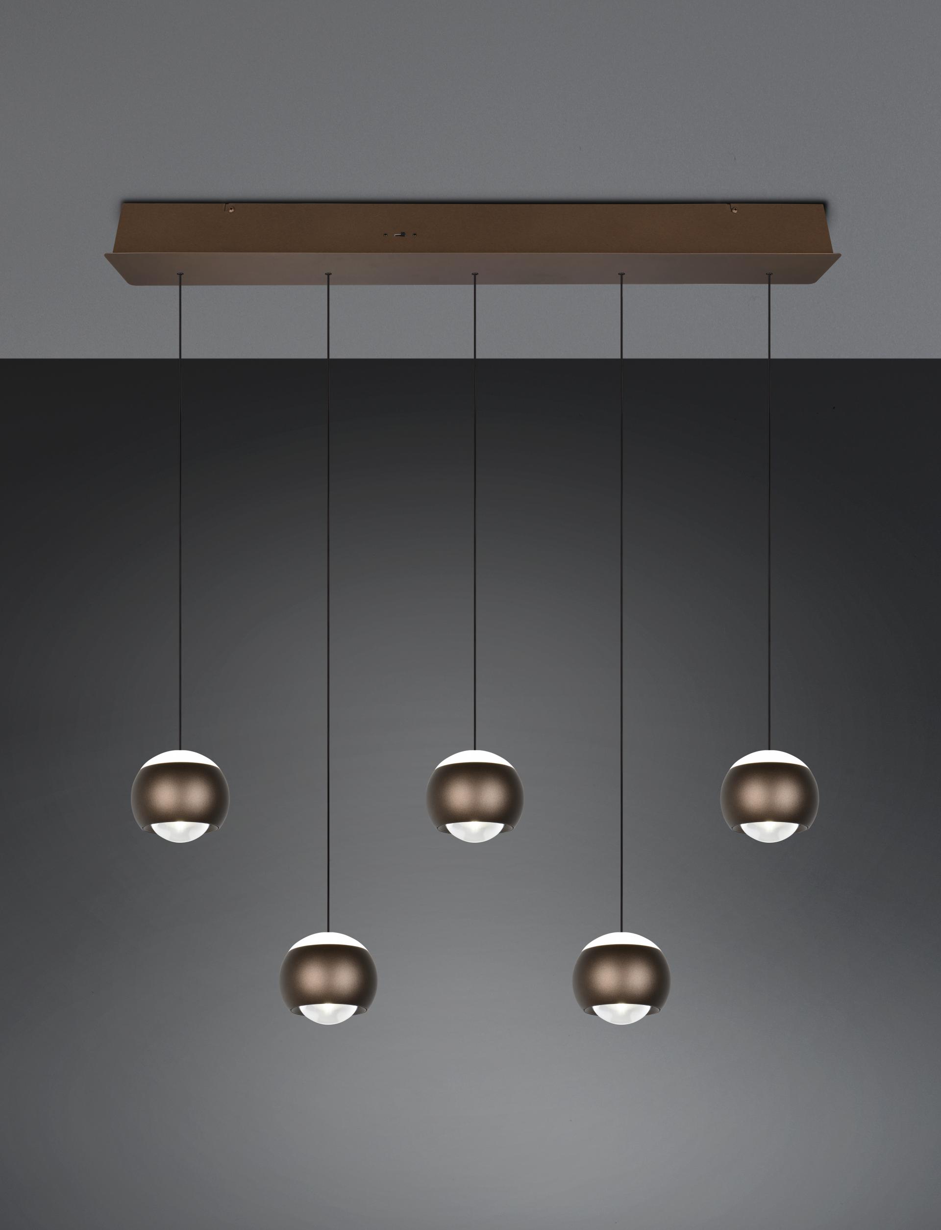Elegante hanglamp ORBIT 5-lichts | Platinum