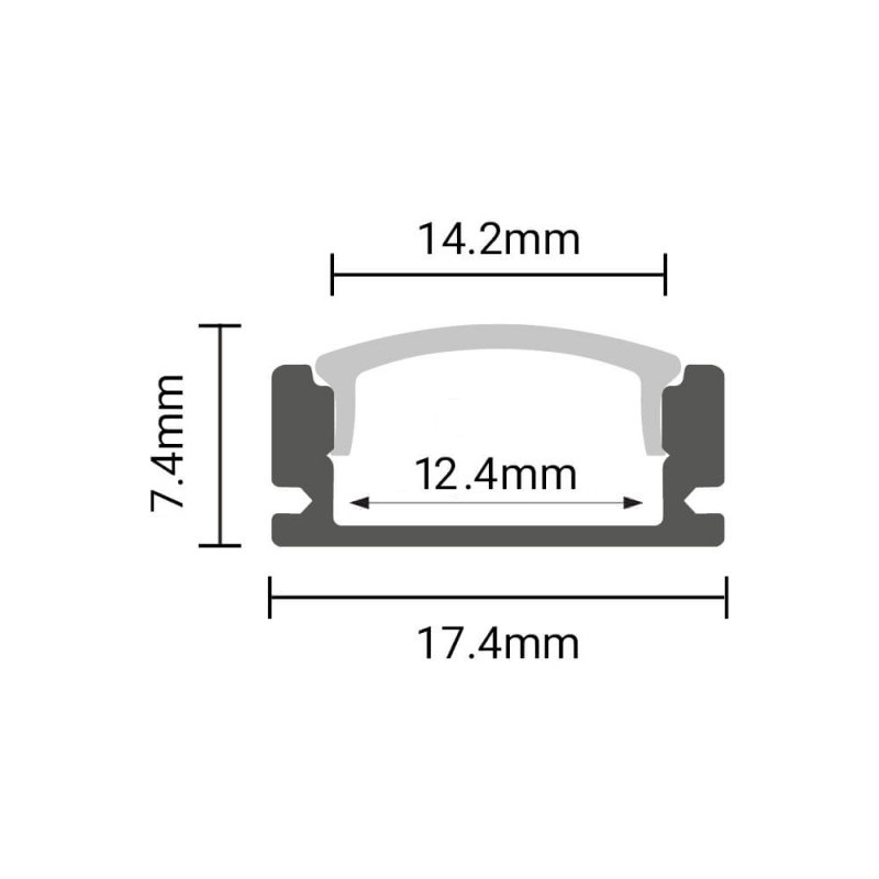 Compleet opbouw LED profiel CLASSIC 18 x 8 mm aluminium | 2 meter