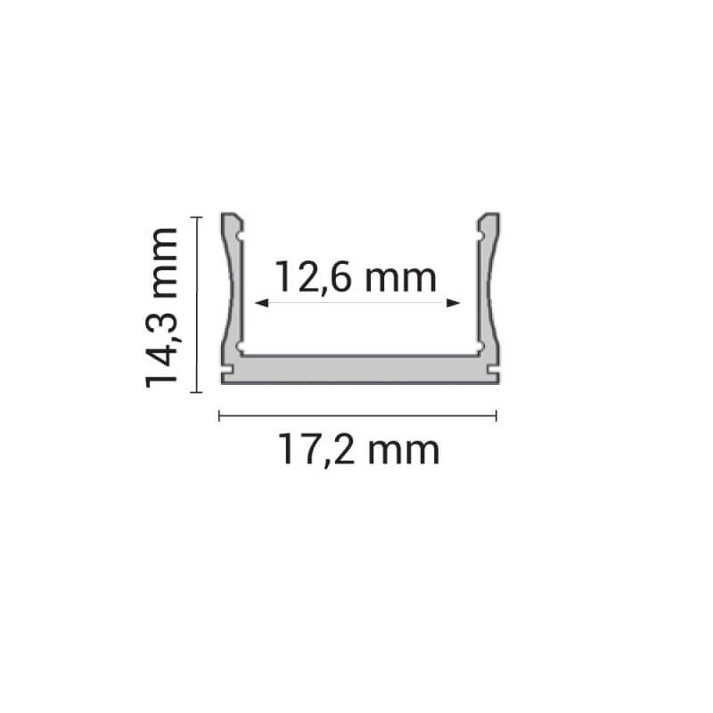 Compleet opbouw LED profiel CLASSIC 18 x 15 mm aluminium | 2 meter