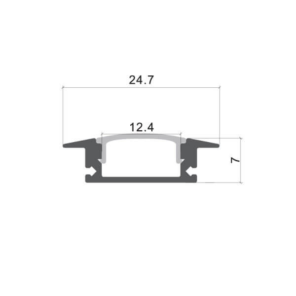 Compleet inbouw LED profiel CLASSIC 25 x 7 mm aluminium | 2 meter
