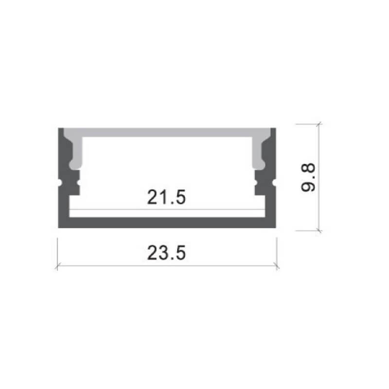 Compleet opbouw LED profiel WIDE 24 x 10 mm aluminium | 2 meter