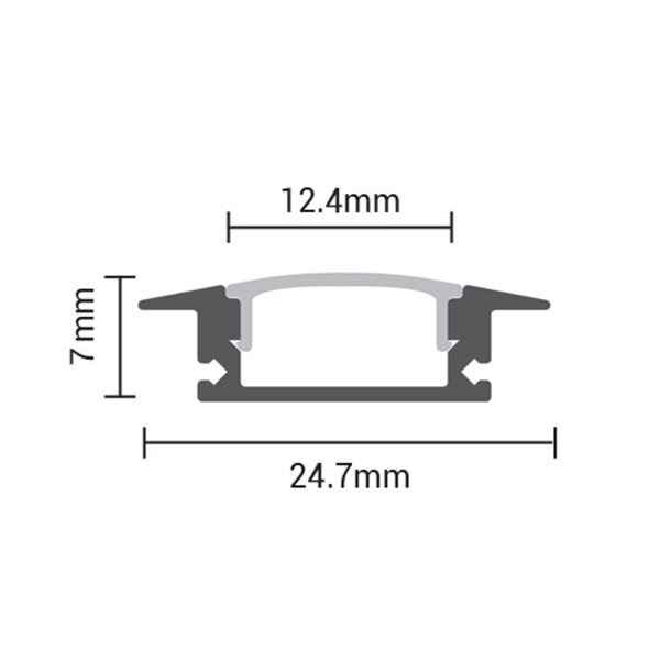 Compleet inbouw LED profiel CLASSIC 25 x 7 mm zwart/opaal | 2 meter