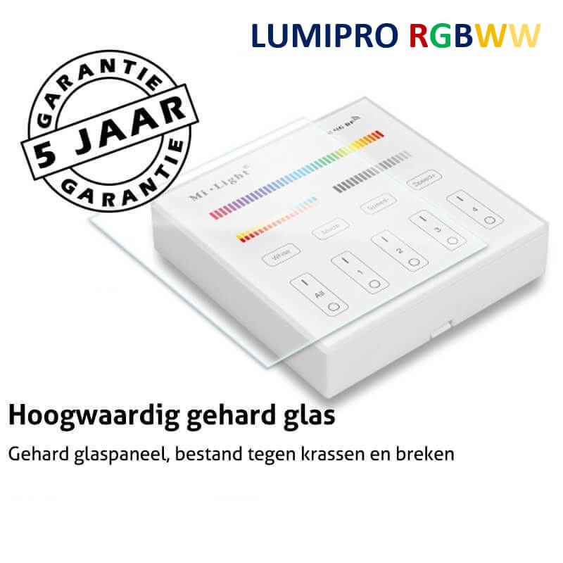 PROLED draadloze wandbediening LumiPro RGBWW LED-strips | 4-zones