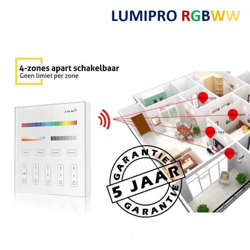 PROLED draadloze wandbediening LumiPro RGBWW LED-strips | 4-zones