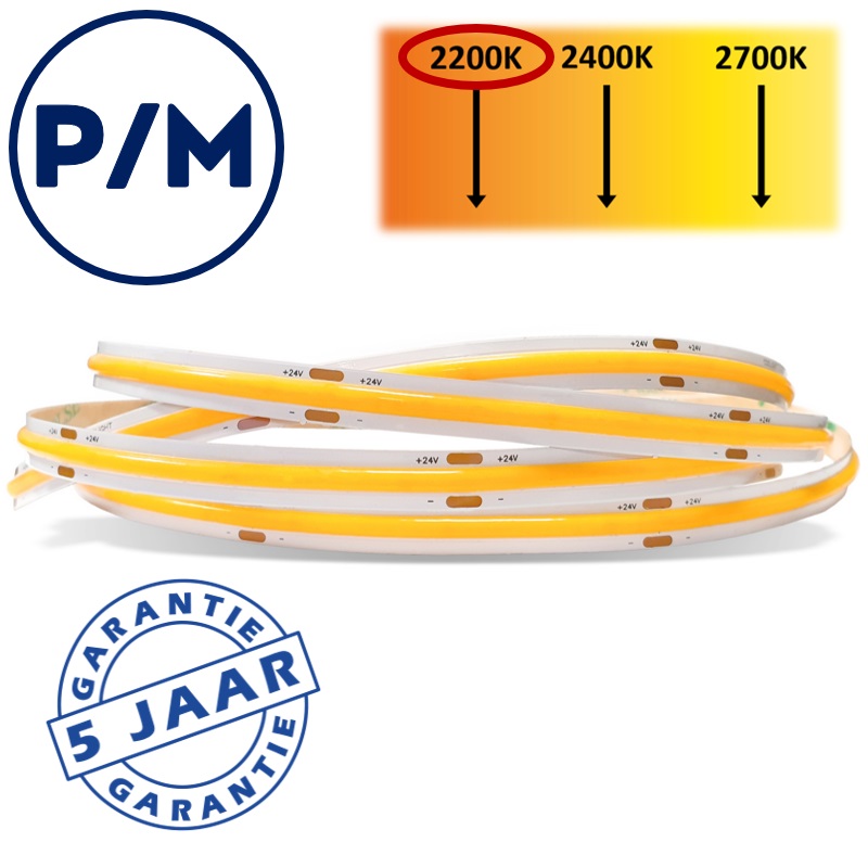 LumiPro LED-strip COB zeer warm wit 2200K 5 watt CRI>90 | Per meter