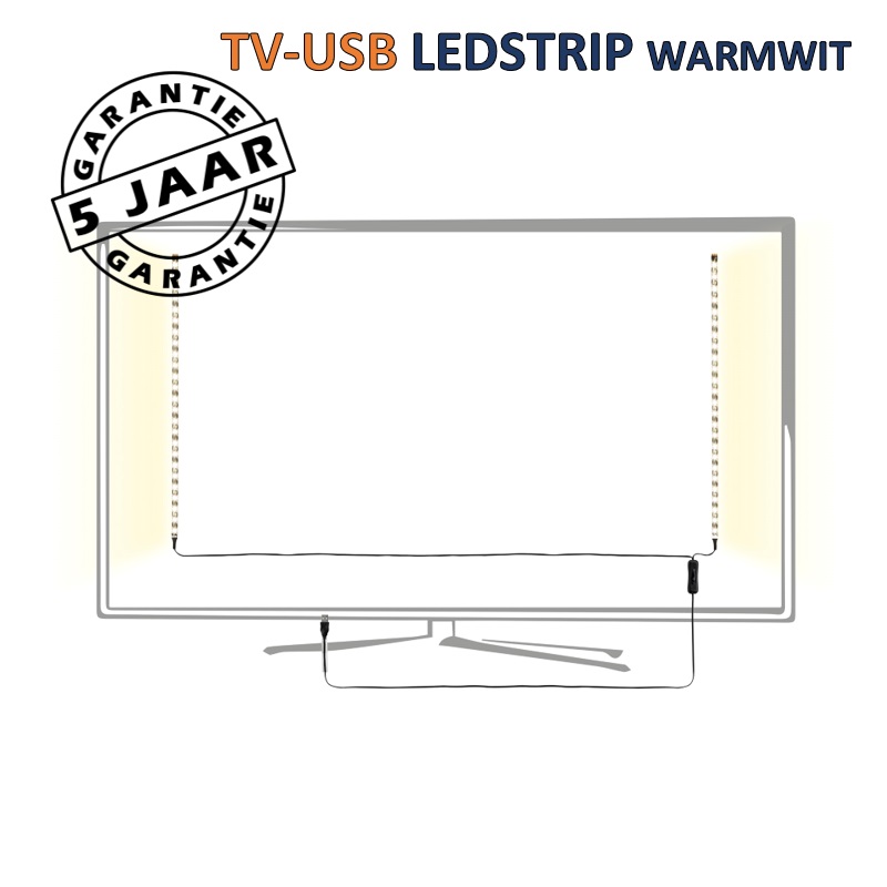 TV-USB LED-strip 2x 50 cm met USB-aansluiting | helder warm wit