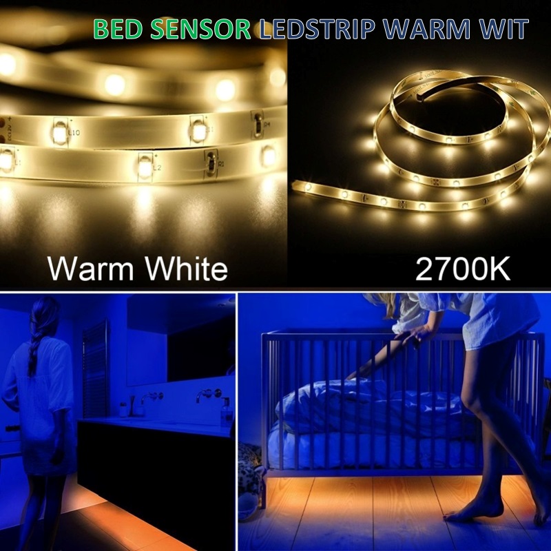 Kast / Bed LED-strip set 2x 1M met bewegingssensor warm wit