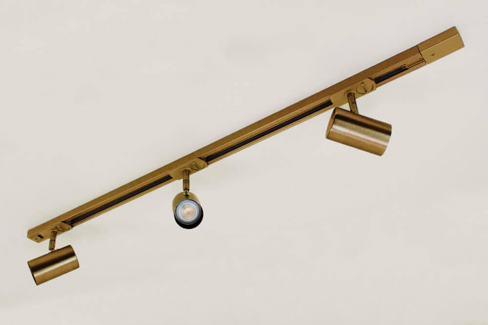 LUNA railset spanningsrail 1 meter + 3 spots CILINDRO | Brons