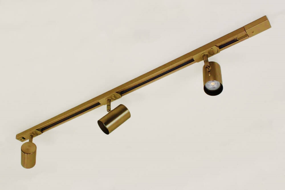 LUNA railset spanningsrail 1 meter + 3 spots CILINDRO | Brons