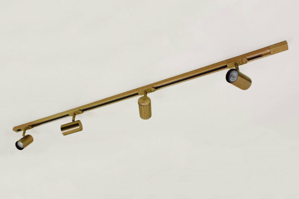 LUNA railset spanningsrail 1,5 meter + 4 spots CILINDRO | Brons