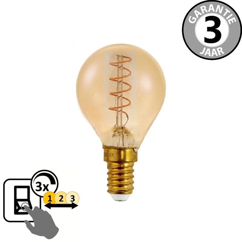 BOLD LED kogellamp 3-standen CURVE GOLD E14 | 2200K + Memory