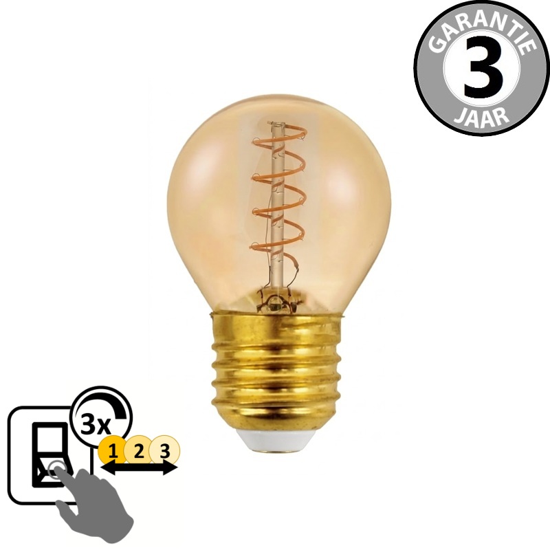 BOLD LED kogellamp 3-standen CURVE GOLD E27 | 2200K + Memory