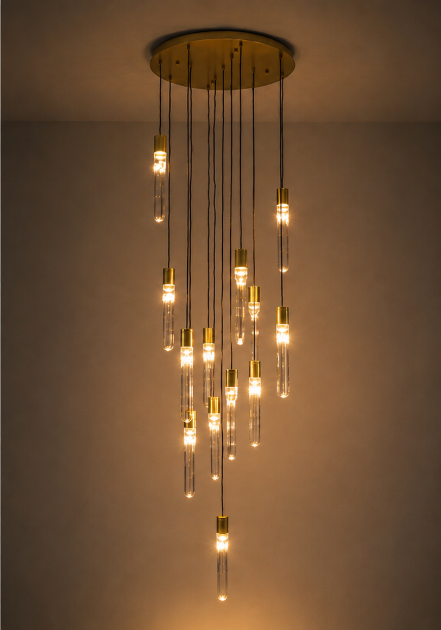 Moderne vide lamp ICICLE 13-lichts | Goud / Helder