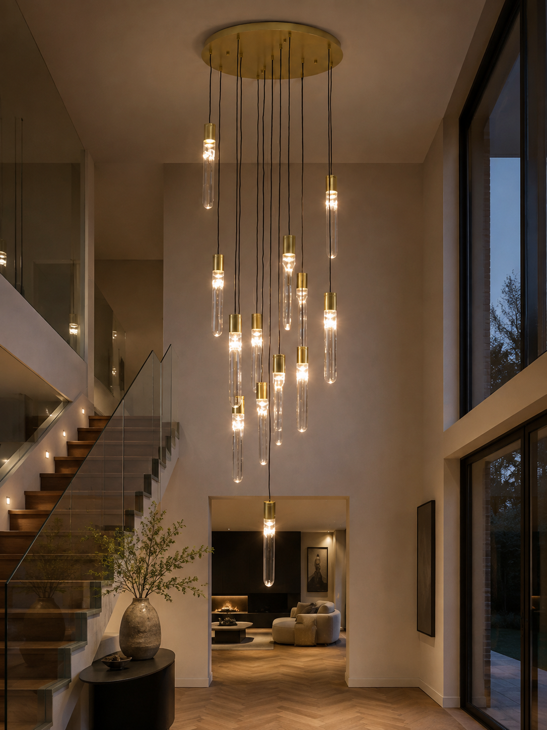 Moderne vide lamp ICICLE 13-lichts | Goud / Helder