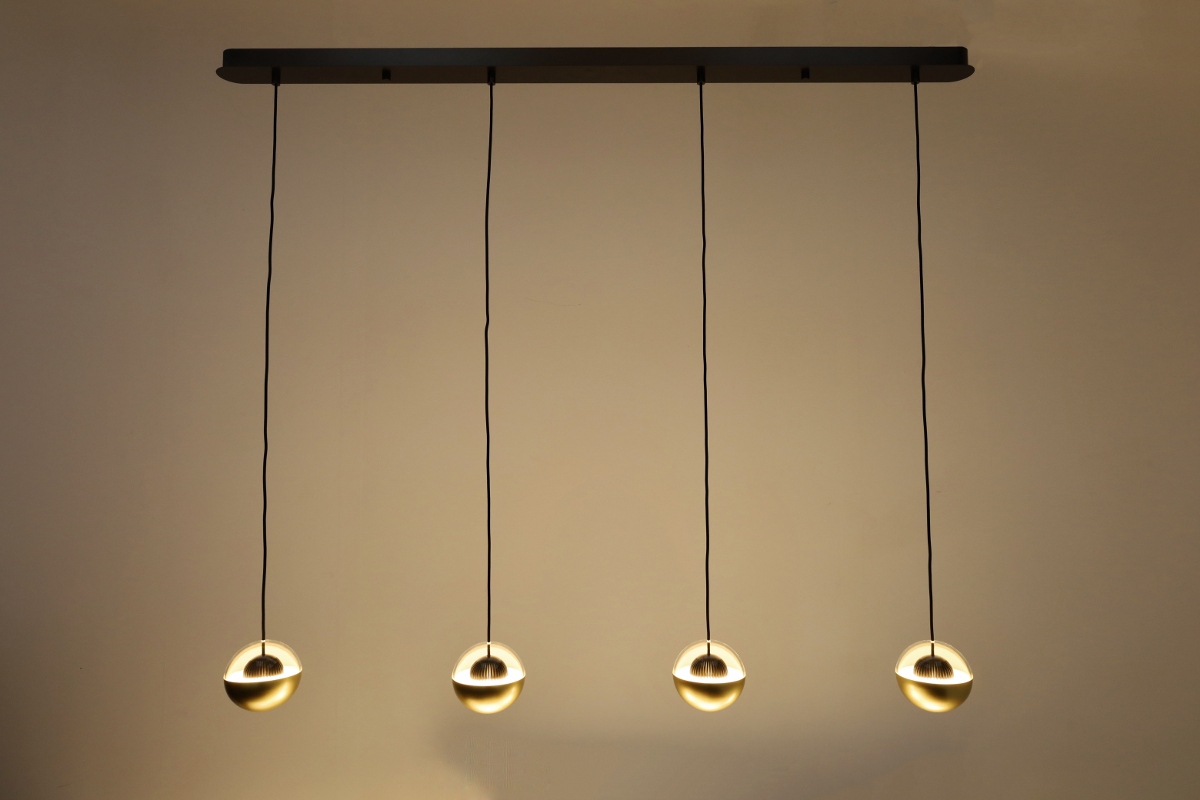 Dynamische hanglamp POKEBALL 4-lichts balk | Goud / Zwart