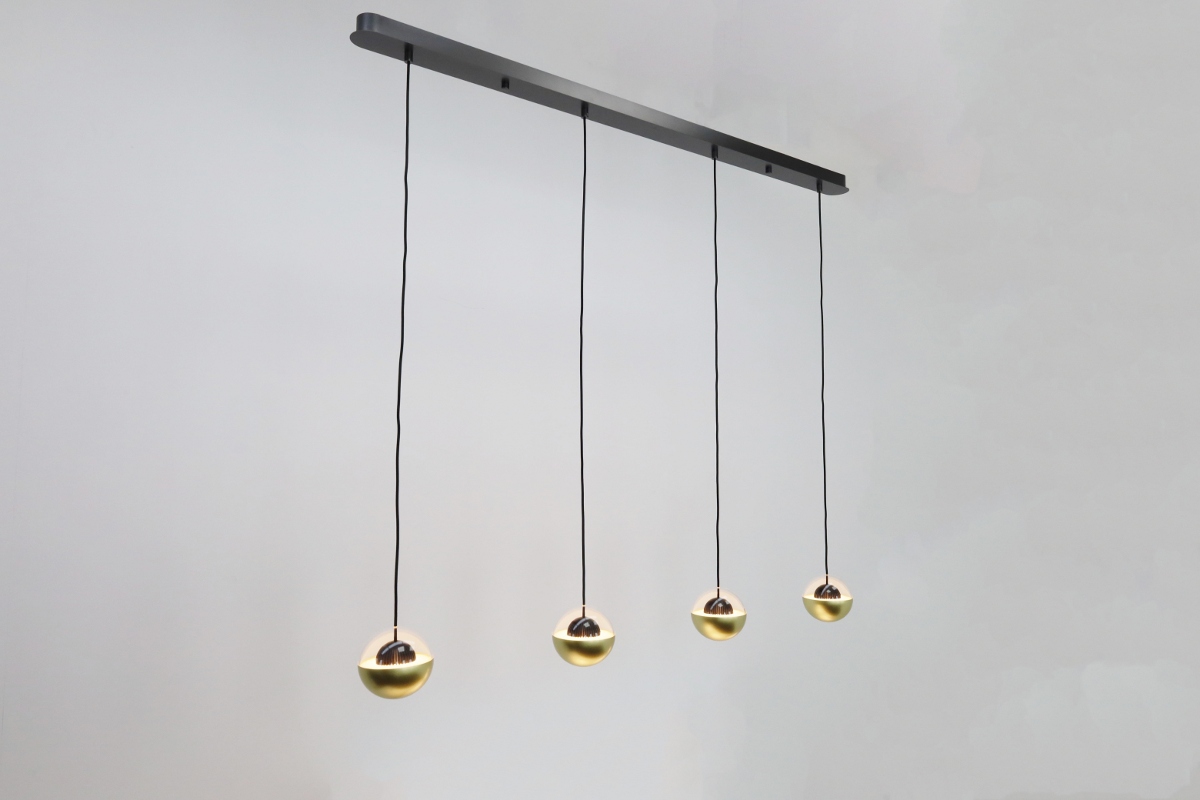 Dynamische hanglamp POKEBALL 4-lichts balk | Goud / Zwart