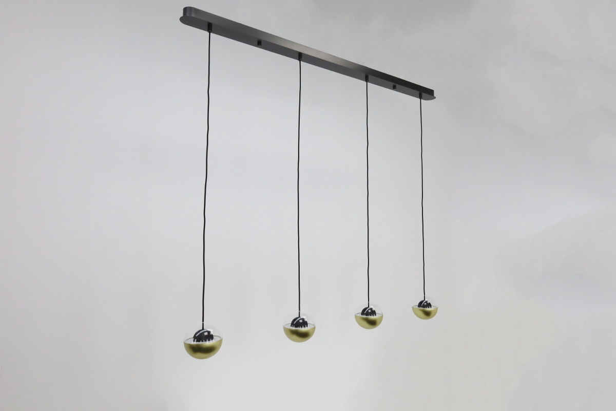 Dynamische hanglamp POKEBALL 4-lichts balk | Goud / Zwart