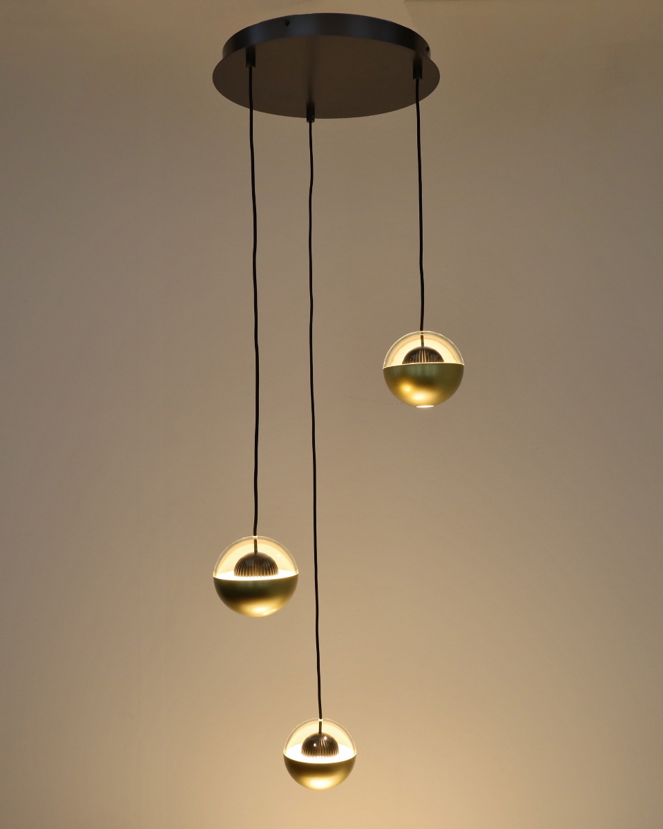 Dynamische hanglamp POKEBALL 3-lichts rond | Goud / Zwart