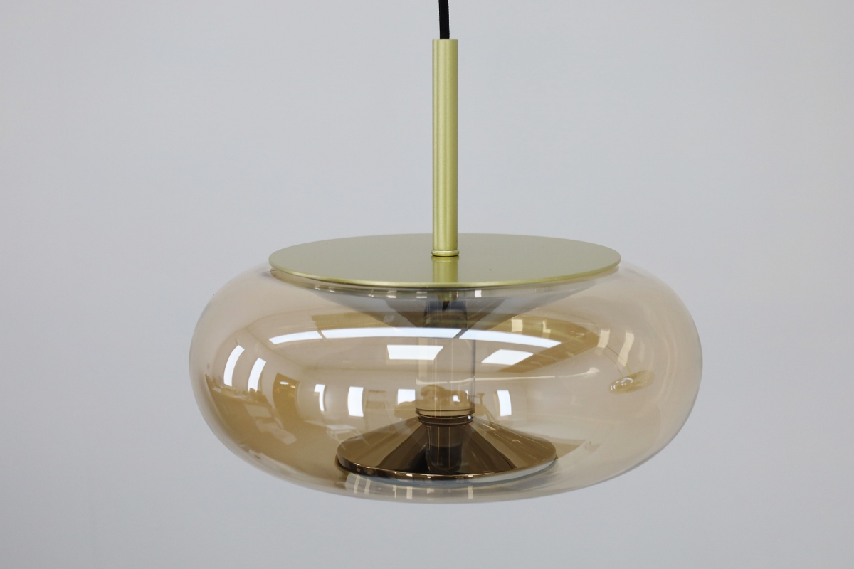 Luxe hanglamp ALVA 3-lichts balk | Goud / Amber