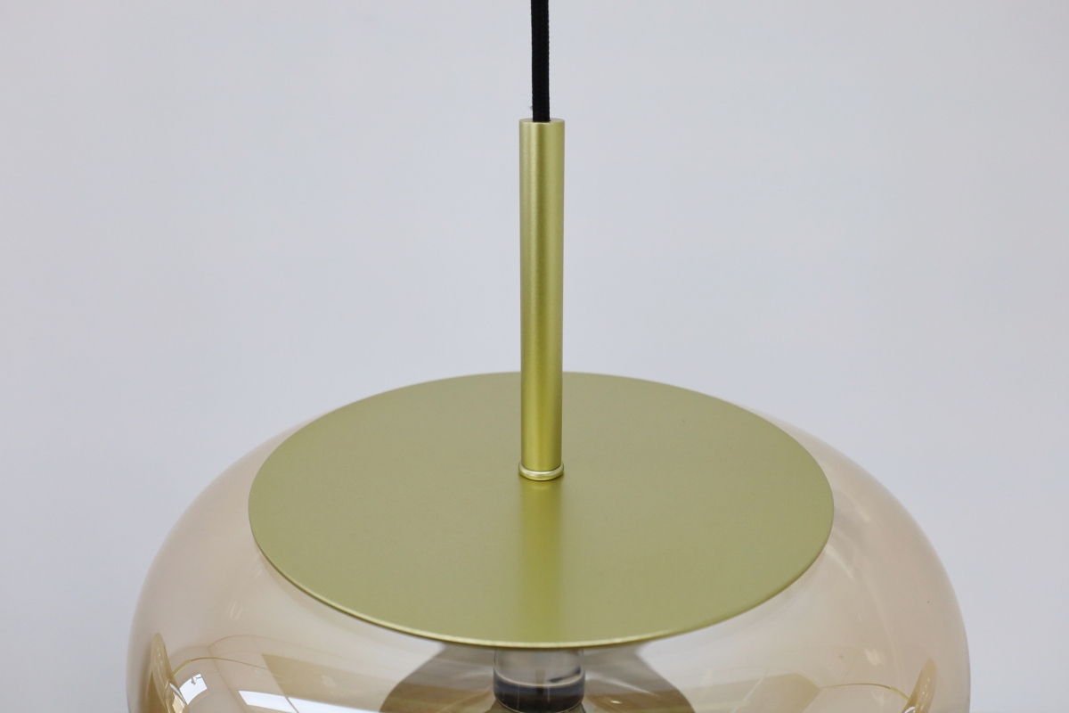 Luxe hanglamp ALVA 3-lichts balk | Goud / Amber