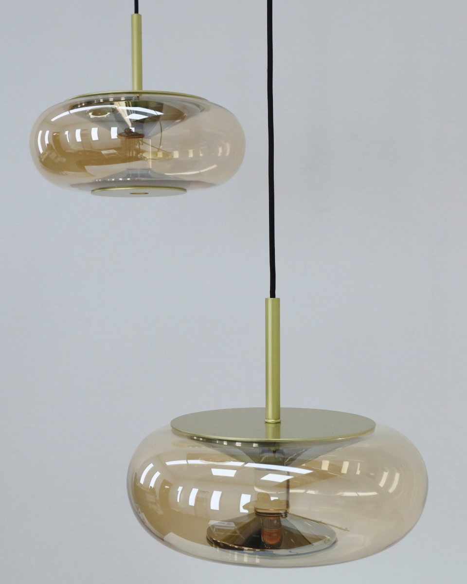 Luxe hanglamp ALVA 3-lichts rond | Goud / Amber
