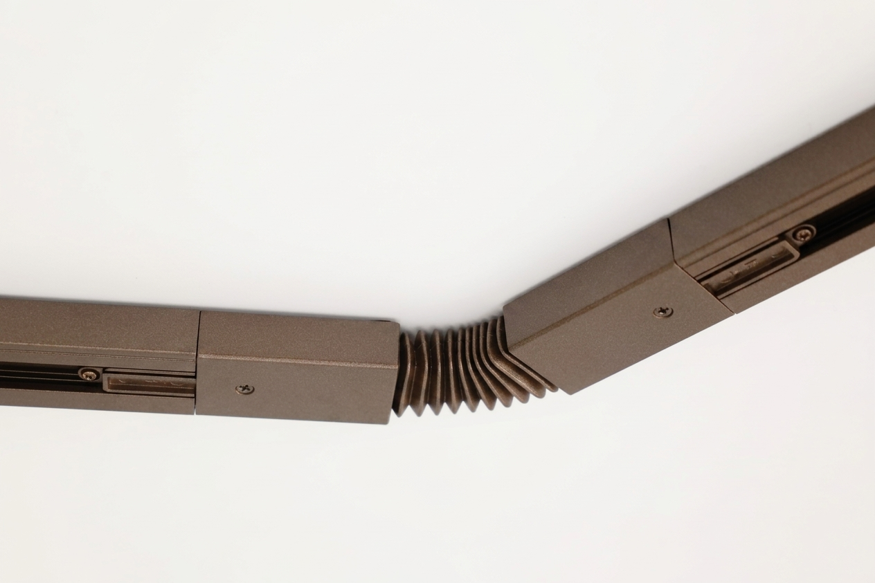 Flexibele bocht spanningsrail LUNA | Brushed Brown Copper
