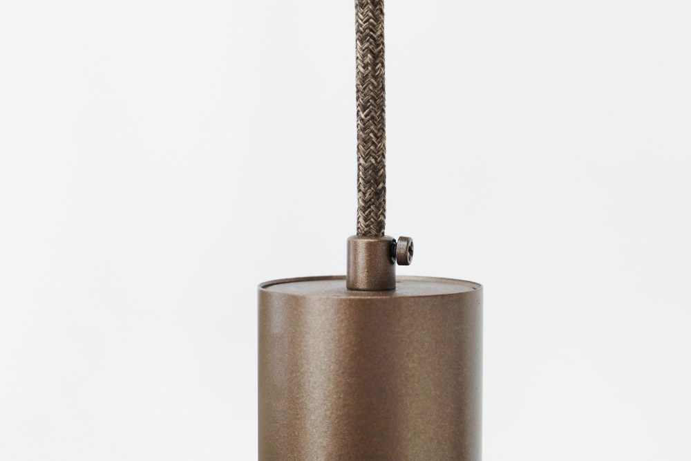 Koker hanglamp RUNNY 50 cm voor bruine LUNA spanningsrail | Brushed Brown Copper