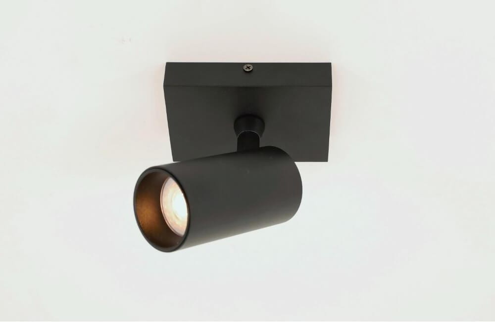 Strakke kantelbare 1-lichts opbouwspot TELESCOPE XL | Zwart