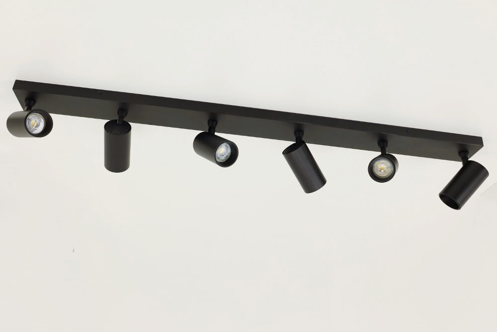 Strakke kantelbare 6-lichts opbouwspot TELESCOPE XL | Zwart