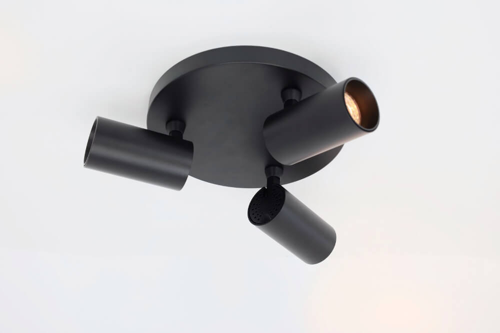 Strakke ronde kantelbare 3-lichts opbouwspot TELESCOPE XL | Zwart