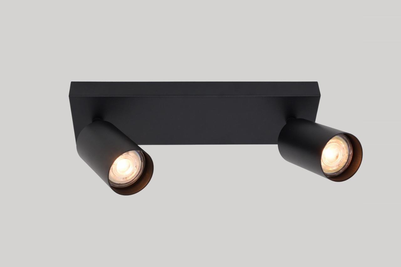 Strakke kantelbare opbouwspot CILINDRA 2-lichts | Zwart