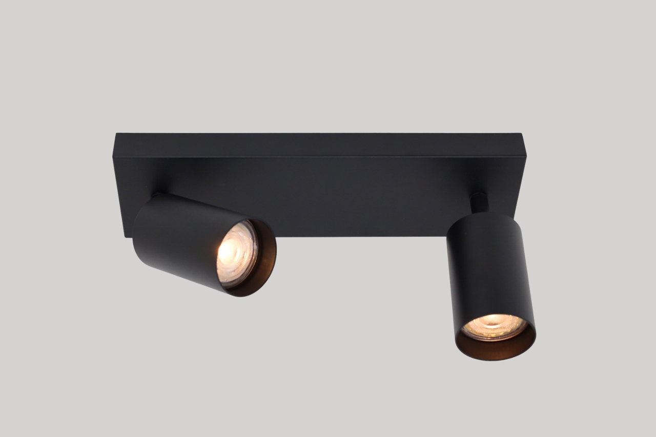 Strakke kantelbare opbouwspot CILINDRA 2-lichts | Zwart