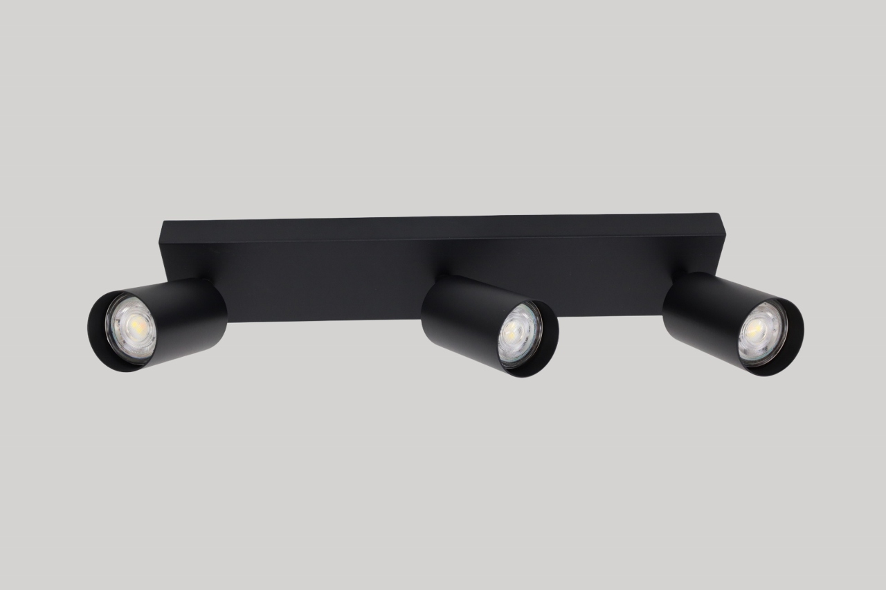Strakke kantelbare opbouwspot CILINDRA 3-lichts | Zwart