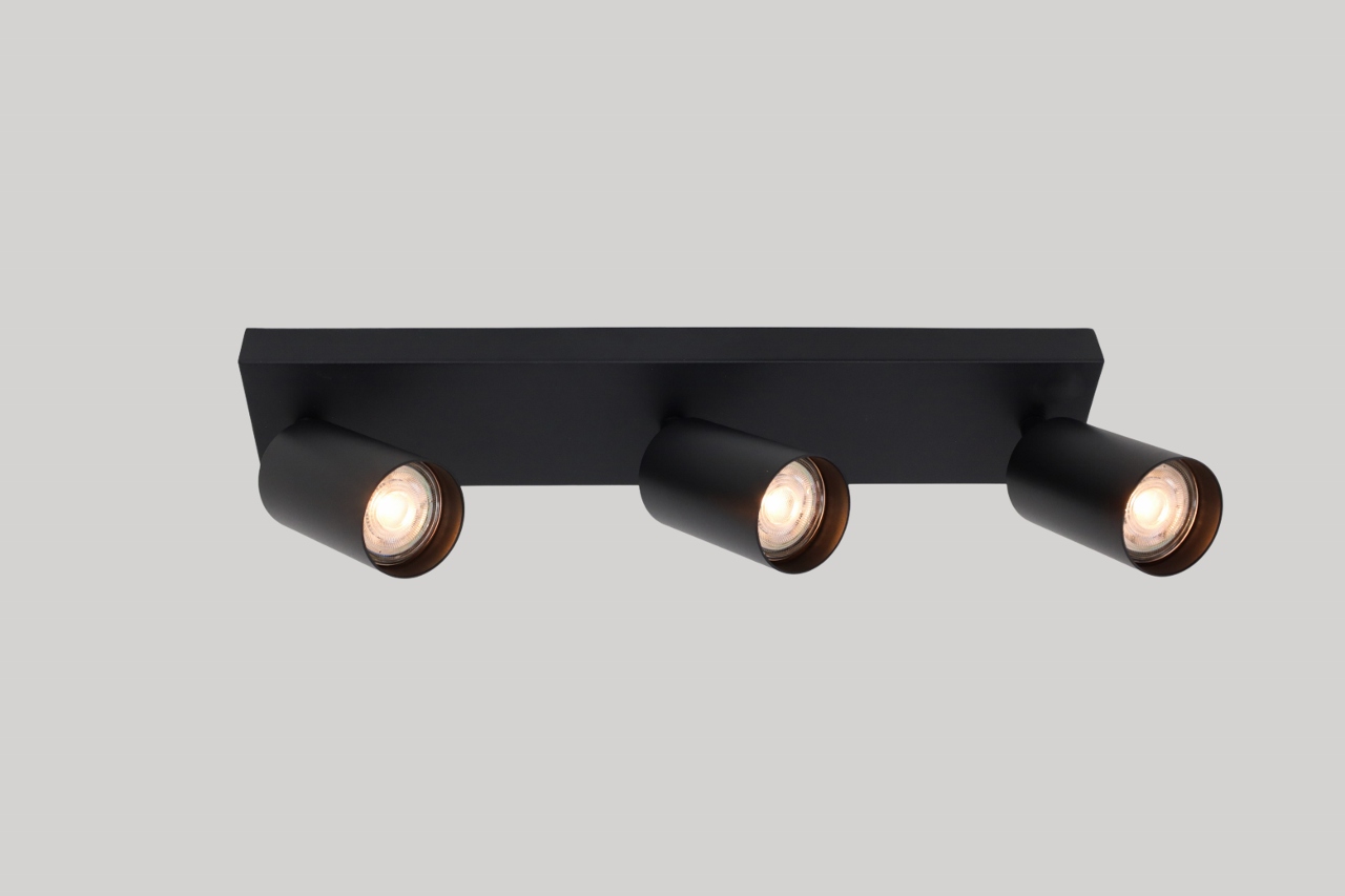 Strakke kantelbare opbouwspot CILINDRA 3-lichts | Zwart