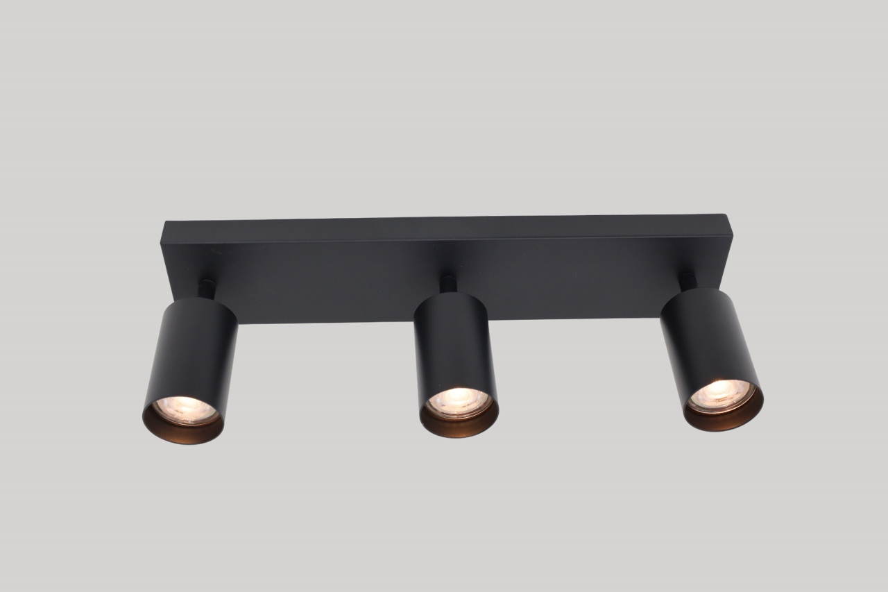 Strakke kantelbare opbouwspot CILINDRA 3-lichts | Zwart