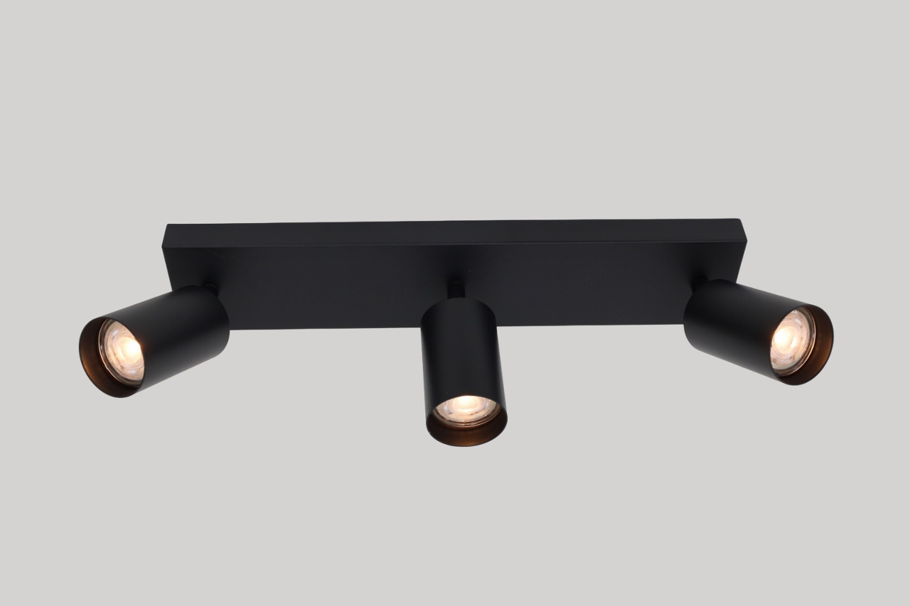 Strakke kantelbare opbouwspot CILINDRA 3-lichts | Zwart