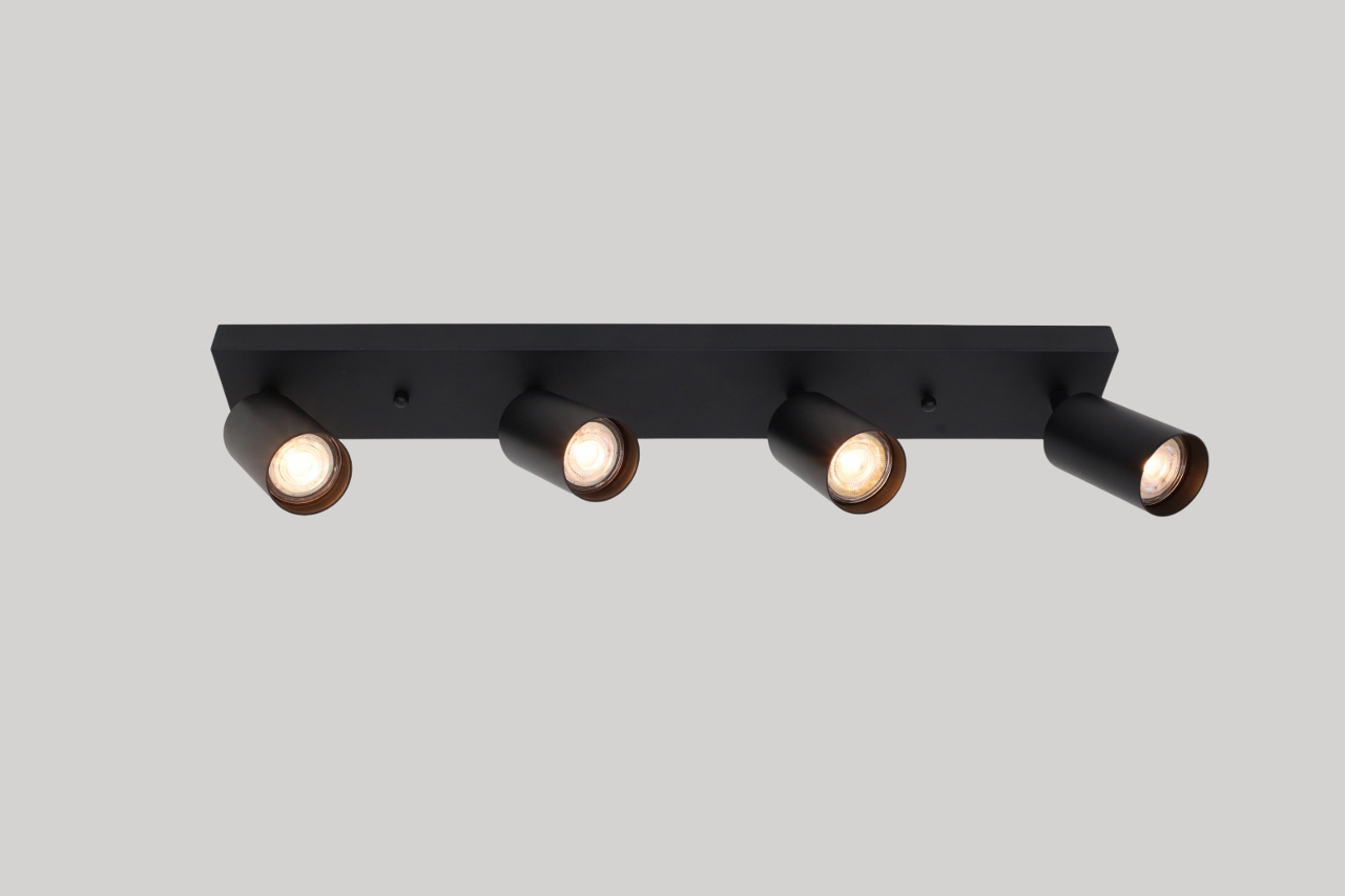 Strakke kantelbare opbouwspot CILINDRA 4-lichts | Zwart