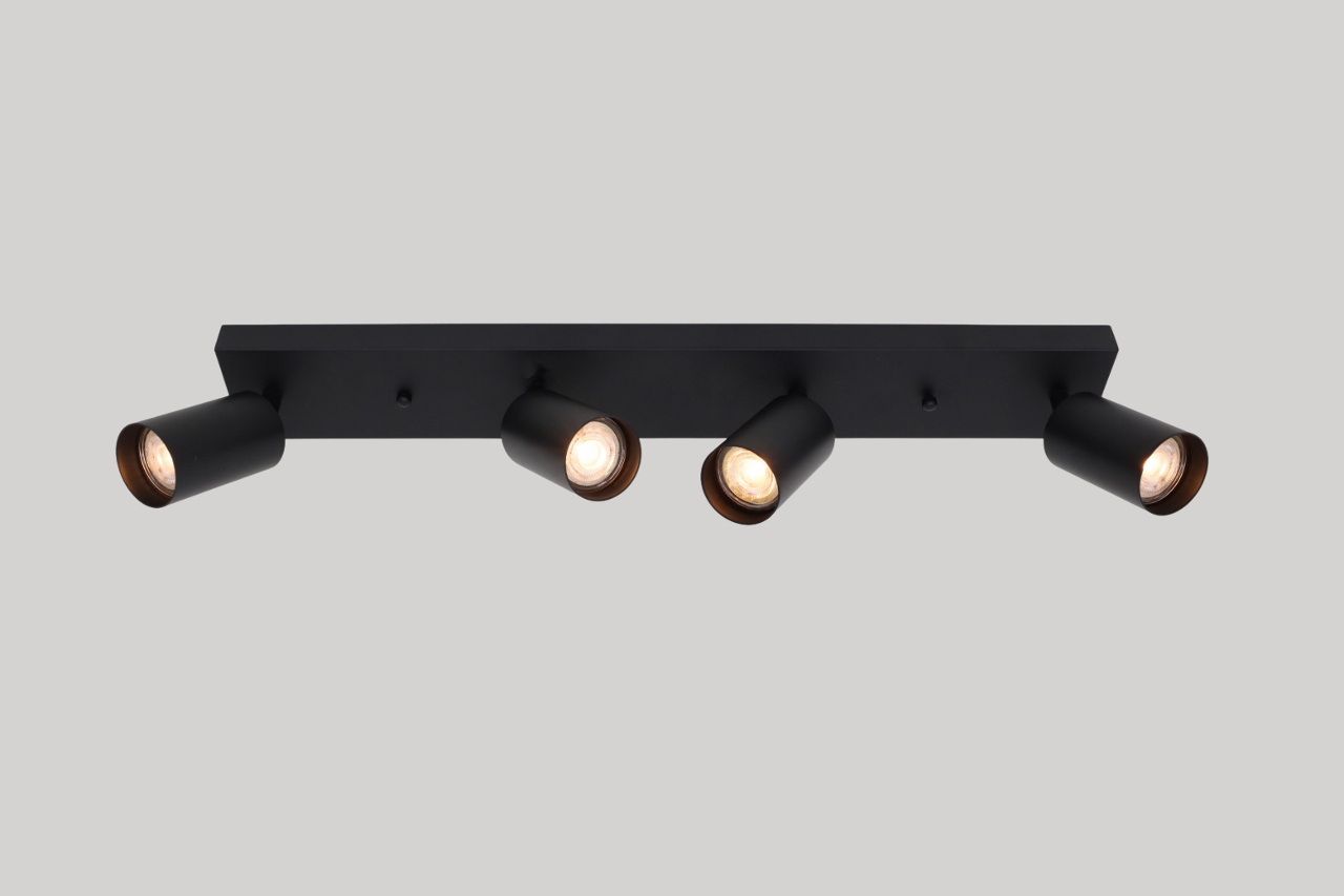 Strakke kantelbare opbouwspot CILINDRA 4-lichts | Zwart
