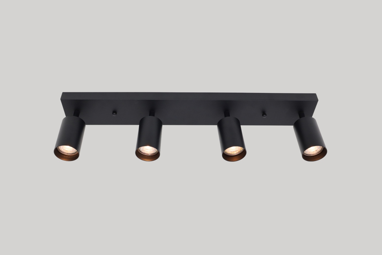 Strakke kantelbare opbouwspot CILINDRA 4-lichts | Zwart