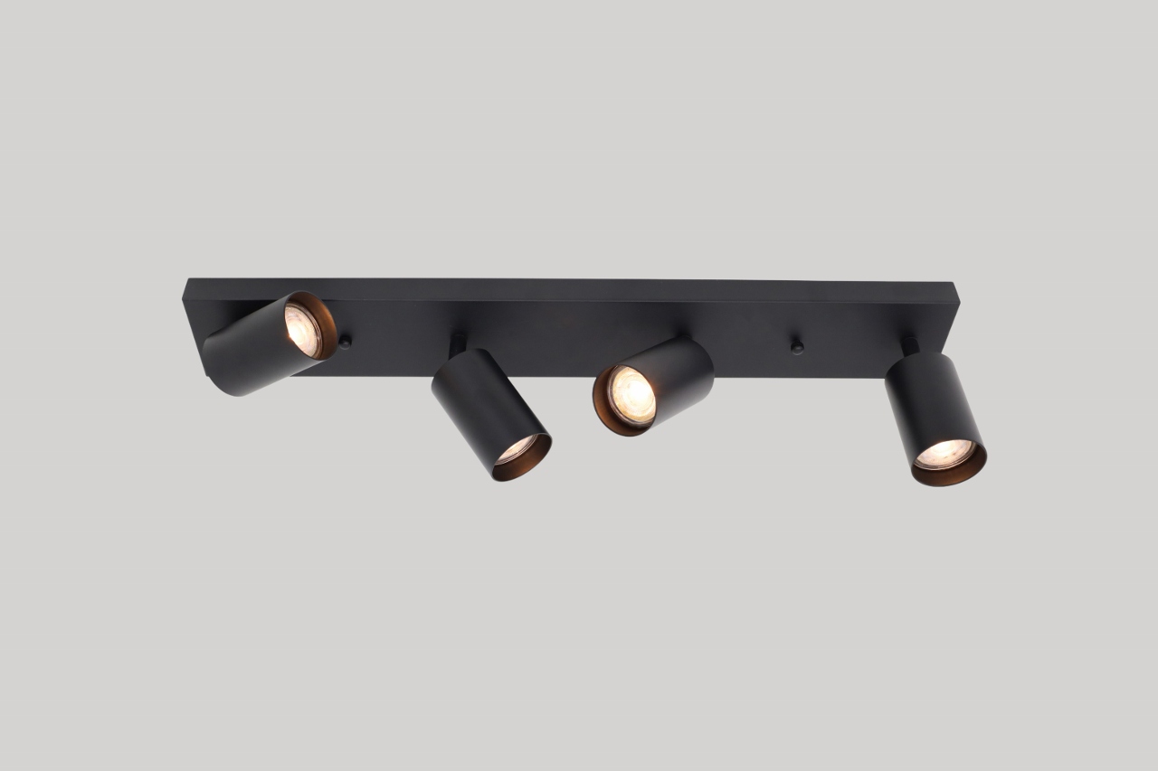 Strakke kantelbare opbouwspot CILINDRA 4-lichts | Zwart