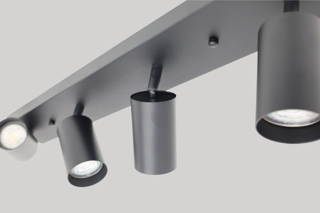 Strakke kantelbare opbouwspot CILINDRA 4-lichts | Zwart