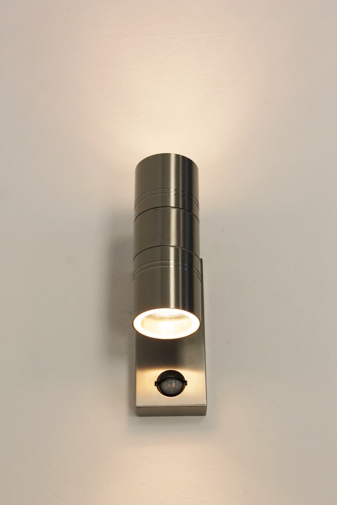 Buitenlamp / Wandlamp MOVE met boven- en onderverlichting | Staal + bewegingssensor