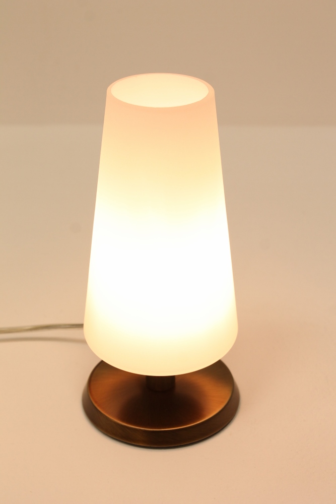 Tafellamp 76928 Brons met wit glas | Touchdimmer