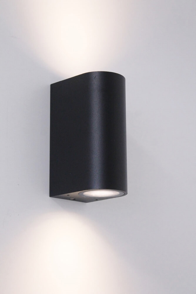 Buitenlamp / Wandlamp ZORA LED 2-lichts rond | Zwart