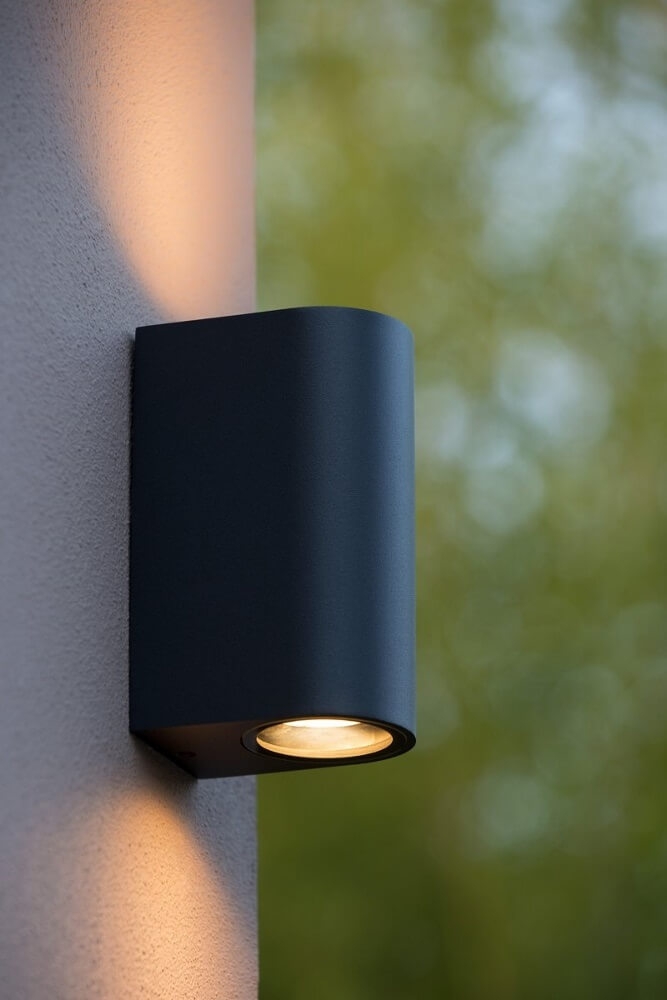 Buitenlamp / Wandlamp ZORA LED 2-lichts rond | Zwart